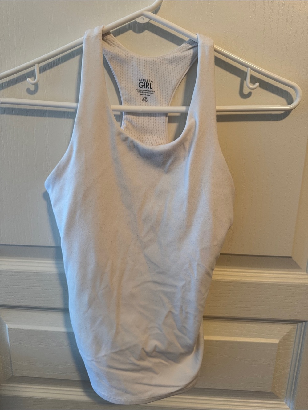 Athleta White Racerback Mesh-Back Tank
